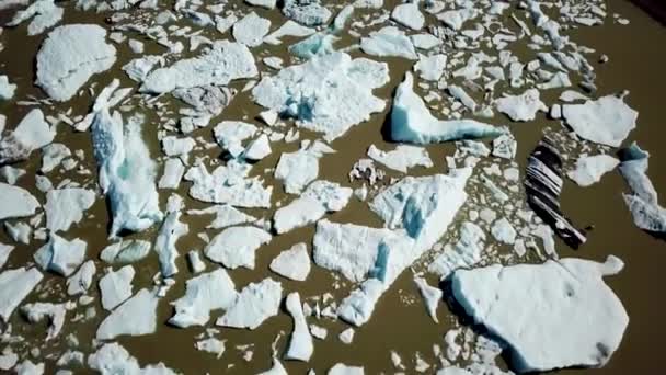 Aerial Drone Footage Fjallsarlon Glacier Lagoon Plenty Icebergs Floating Lake — Stock Video