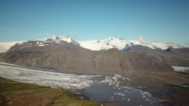 Luchtfoto Drone Beelden Van Vatnajokull Ijstong Skaftafell Gletsjer Met Ijsbergen — Stockvideo