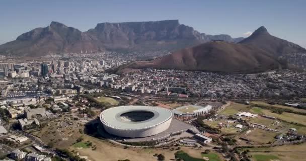 Drohnenaufnahmen Vom Tafelberg Und Dem Löwenkopf Kapstadt Südafrika Spektakuläre Luftaufnahme — Stockvideo
