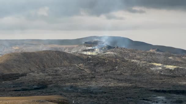 Flygdrönarbilder Fagradalsfjall Ett Något Aktivt Vulkanutbrott Geldingadalir Reykjanes Island Kall — Stockvideo