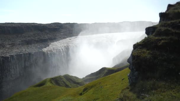 Dettifoss Największy Wodospad Islandii Woda Spadająca Wodospadu Dettifoss Mgle Ruch — Wideo stockowe