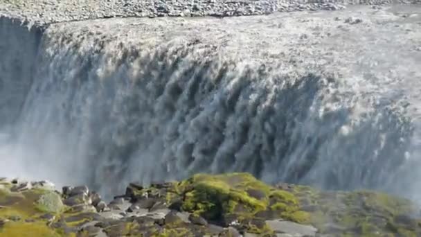 Dettifoss Largest Waterfall Iceland Close Water Falling Dettifoss Waterfall Abstract — Wideo stockowe