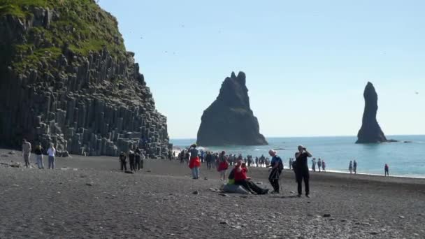 Vik Zlanda Nisan Zlanda Vik Yakınlarındaki Reynisfjara Plajındaki Kayalar Kayalıklar — Stok video