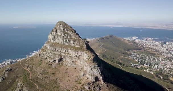 Flygdrönarbilder Table Mountain Och Lions Head Kapstaden Sydafrika Spektakulär Utsikt — Stockvideo