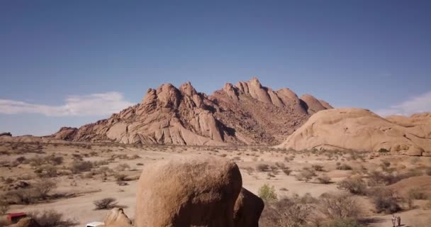 Nagranie Drona Góry Spitzkoppe Namibii Afryce Afrykańskie Starożytne Formacje Skalne — Wideo stockowe