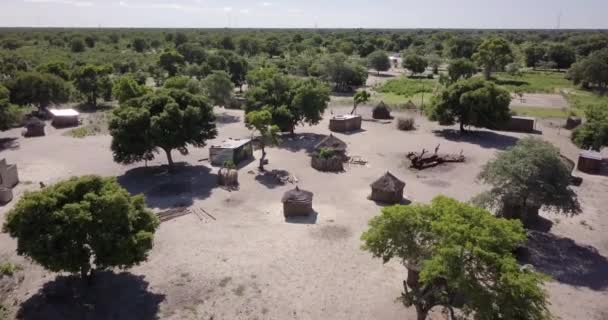 Aerial Drone Footage Visiting Rural Namibian Village Caprivi Strip Namibia — стокове відео