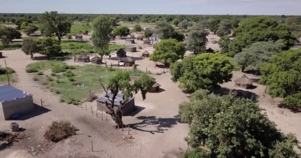 Aerial Drone Footage Visiting Rural Namibian Village Caprivi Strip Namíbia — Vídeo de Stock