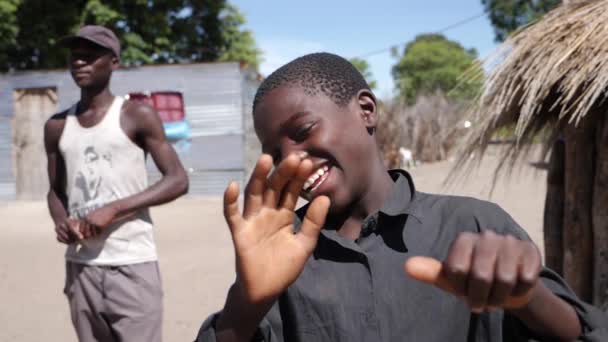Katima Mulilo Namibia July Slow Motion Footage African Shy Kid — Stock Video