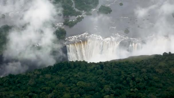 Arial Pohled Vrtulníku Velkého Vodopádu Victoria Falls Zimbabwe Hranici Zambií — Stock video