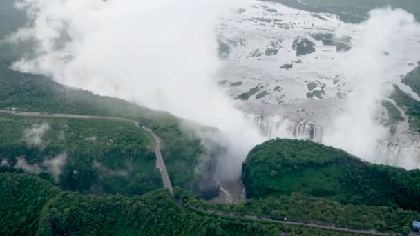 Arialischer Blick Aus Dem Hubschrauber Auf Den Großen Victoria Wasserfall — Stockvideo