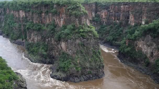 Rio Zambeze Perto Cachoeira Victoria Falls Zimbábue Fronteira Com Zâmbia — Vídeo de Stock