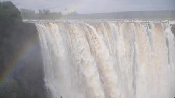 Great Victoria Falls Waterfall Zimbabwe Border Zambia New Natural Wonders — Stock Video
