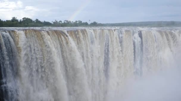 Imagens Câmera Lenta Grande Cachoeira Victoria Cai Zimbábue Fronteira Com — Vídeo de Stock