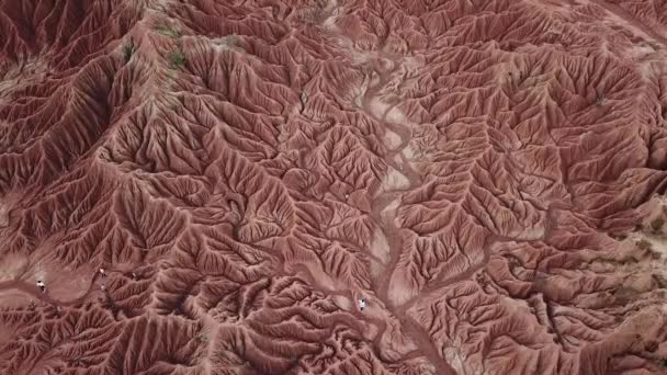 Légi Felvétel Tatacoa Sivatagról Kolumbiában Dél Amerikában Arid Vörös Agyag — Stock videók