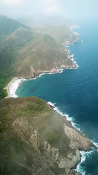 Luchtfoto Drone Beelden Van Het Diepe Paradijs Natuur Tayrona National — Stockvideo