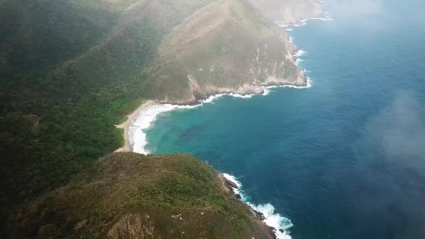 Nagranie Lotu Drona Głębokiej Rajskiej Natury Parku Narodowym Tayrona Kolumbia — Wideo stockowe