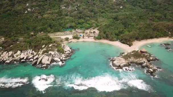 Images Aériennes Drones Nature Paradisiaque Dans Parc National Tayrona Colombie — Video