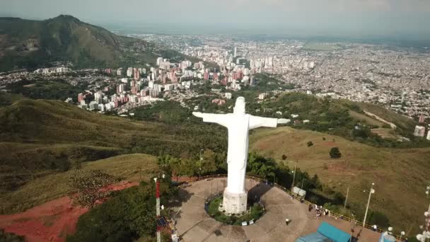 Cristo Rey Kolombiya Cali Deki Insansız Hava Aracı Görüntüleri Cali — Stok video