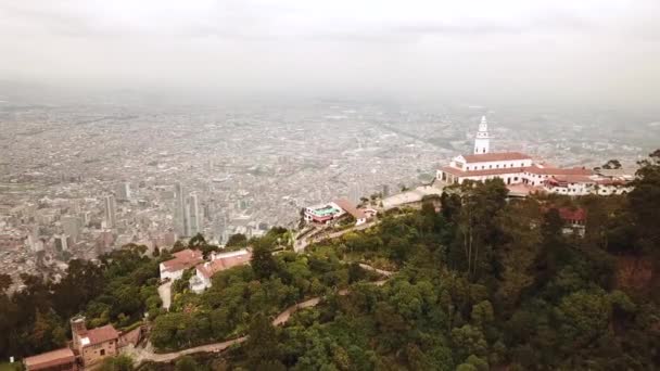 Luchtfoto Van Bogota Van Monserrate Hoge Kwaliteit Beeldmateriaal — Stockvideo