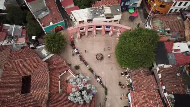 Drone Aéreo Plazoleta Chorro Quevedo Perto Centro Bogotá Colômbia América — Vídeo de Stock