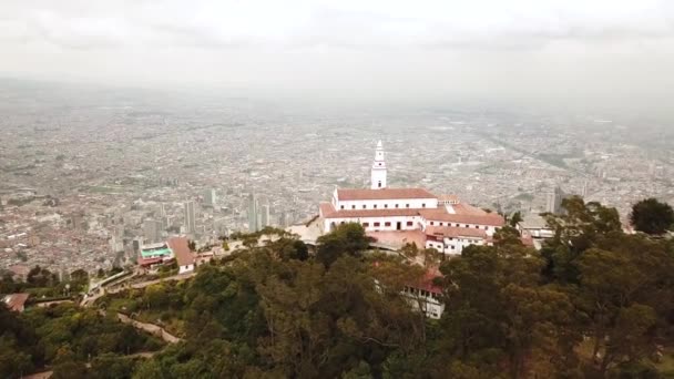 Luchtfoto Van Bogota Van Monserrate Hoge Kwaliteit Beeldmateriaal — Stockvideo