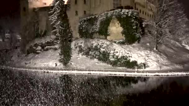 Bojnice Castle Snowfall Winter Unesco Heritage Slovakia Romantic Medieval Castle — Stock Video