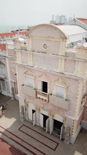 Cartagena Kolumbien Drohnenschuss Des Teatro Heredia Der Altstadt Von Cartagena — Stockvideo