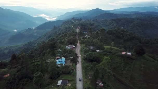 Flygbilder Små Colombianska Byar Vid Solnedgången Vägen Till Palace National — Stockvideo