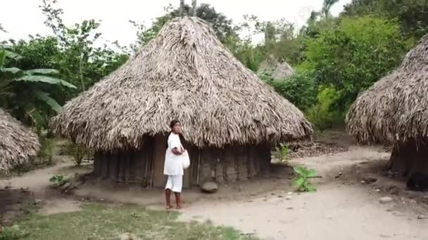 Palomino Colombia Enero Imágenes Aéreas Drones Casas Locales Tribu Indígena — Vídeo de stock