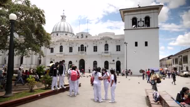 Popayan Colombie Janvier Torre Del Reloj Parc Caldas Ville Blanche — Video