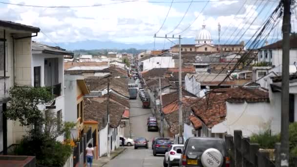 Popayan Colômbia Janeiro Ruas Popayan Cidade Branca Popayan Colômbia Filmagem — Vídeo de Stock