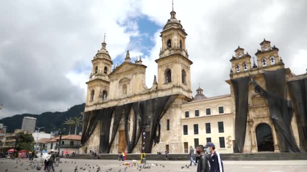 Bogotá Colômbia Janeiro Catedral Primada Colombia Plaza Bolivar Filmagem — Vídeo de Stock