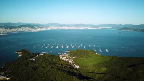 Isla Miyajima Cerca Hiroshima Japón Vista Aérea Naturaleza Alrededor Isla — Vídeos de Stock