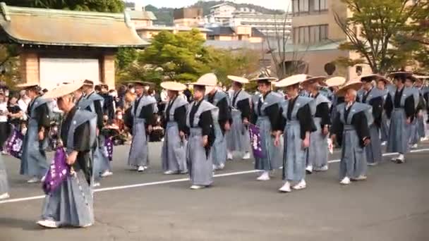 Kioto Japonia Lutego Typowy Japoński Festiwal Ulicach Kioto Tradycyjne Japońskie — Wideo stockowe