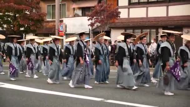 Киото Япония Февраля Типичный Японский Фестиваль Улицах Киото Традиционные Японские — стоковое видео