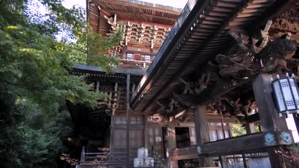 Traditionella Japanska Buddisttempel Med Vackert Tak Miyajima Hiroshima Traditionella Tempel — Stockvideo