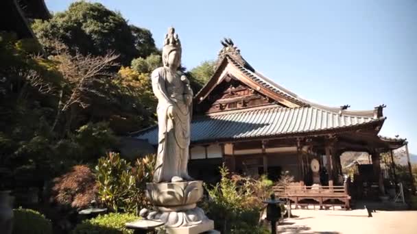 Hiroşima Daki Miyajima Adası Nda Güzel Çatısı Bodhisattva Heykeli Olan — Stok video