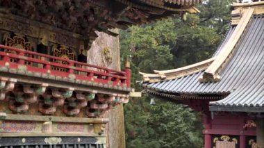 Toshogu Tapınağı. Geleneksel Japon Budist tapınağı ve Nikko, Japonya 'da güzel altın çatılı tapınak. Japonya 'daki tapınakların geleneksel mimarisi. Yüksek kalite 4k görüntü