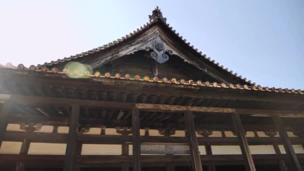 Ιαπωνική Πενταώροφη Παγόδα Φοίνικα Ενάντια Στον Γαλάζιο Ουρανό Στο Νησί — Αρχείο Βίντεο