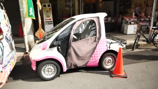 Japoński Mały Samochód Samochód Kei Targu Tsukiji Tokio Japonia Wysokiej — Wideo stockowe