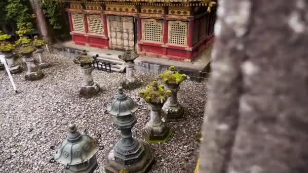 Santuário Toshogu Templo Budista Japonês Tradicional Santuário Xintoísmo Com Lanternas — Vídeo de Stock