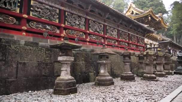Nikko Japon Février Relief Bois Sculpté Dans Les Bâtiments Historiques — Video