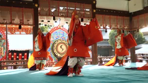 Kyoto Japão Fevereiro 2024 Dedicação Bugaku Santuário Yasaka Kyoto Conjunto — Vídeo de Stock