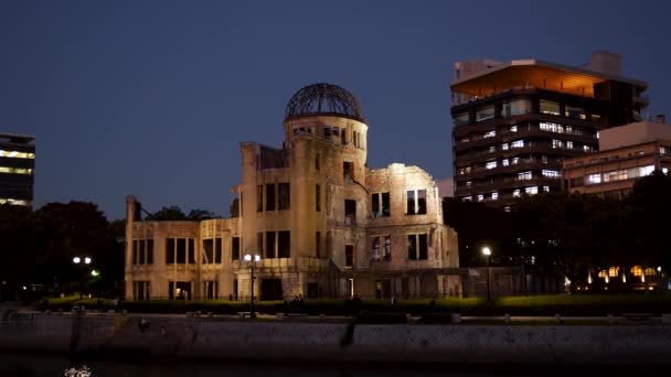 Hiroshima Atomic Bomb Dome Nuit Dans Parc Hiroshima Peace Memorial — Video