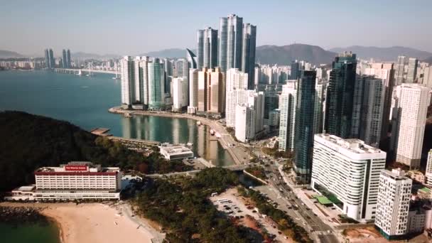 Veduta Aerea Del Paesaggio Urbano Haeundae Lct Haeundae Beach Grattacieli — Video Stock