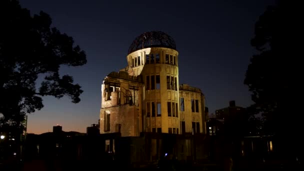 Hiroshima Japon Février 2024 Dôme Bombe Atomique Hiroshima Nuit Dans — Video