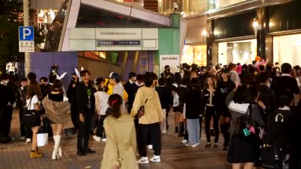 Hiroshima Japan February Halloween Streets Hiroshima Night High Quality Footage — Stock Video