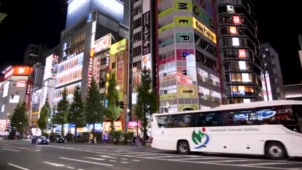Tokyo Japan Februari Typisk Japansk Gata Full Ljus Natten Turistträngsel — Stockvideo