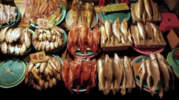 Koreas Största Fiskmarknad Yttre Delen Jagalchis Fiskmarknad Högkvalitativ Film — Stockvideo