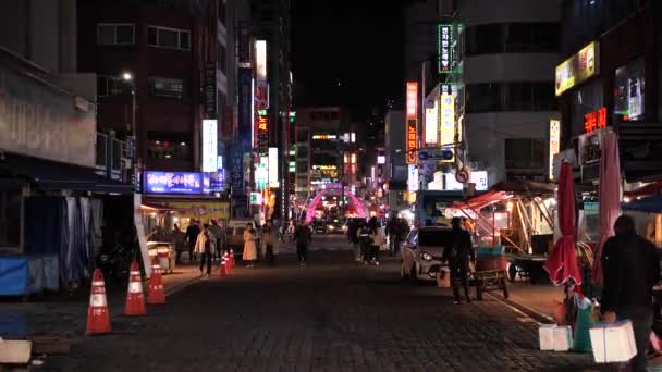 Busan Corea Del Sur Febrero Restaurantes Cerca Del Mercado Pescado — Vídeos de Stock